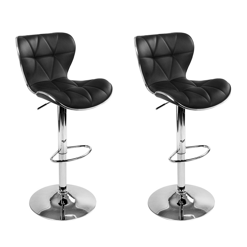 Artiss Set of 2 Bar Stools Gas Lift PU Leather Seat Black