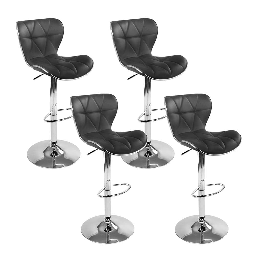 Artiss Set of 4 Gas Lift Bar Stools Black PU Leather Seat