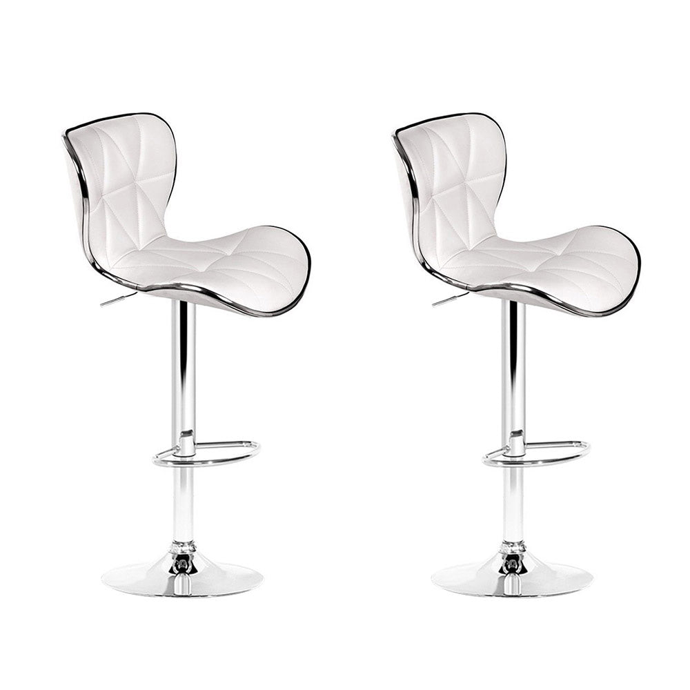 Artiss Bar Stools Pair Gas Lift Leather White