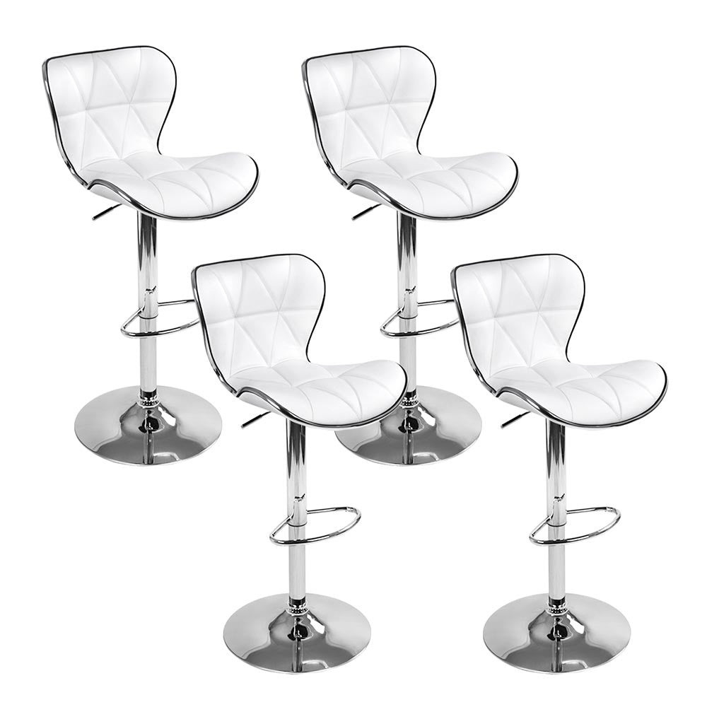 Artiss Set of 4 Bar Stools Gas Lift PU Leather White