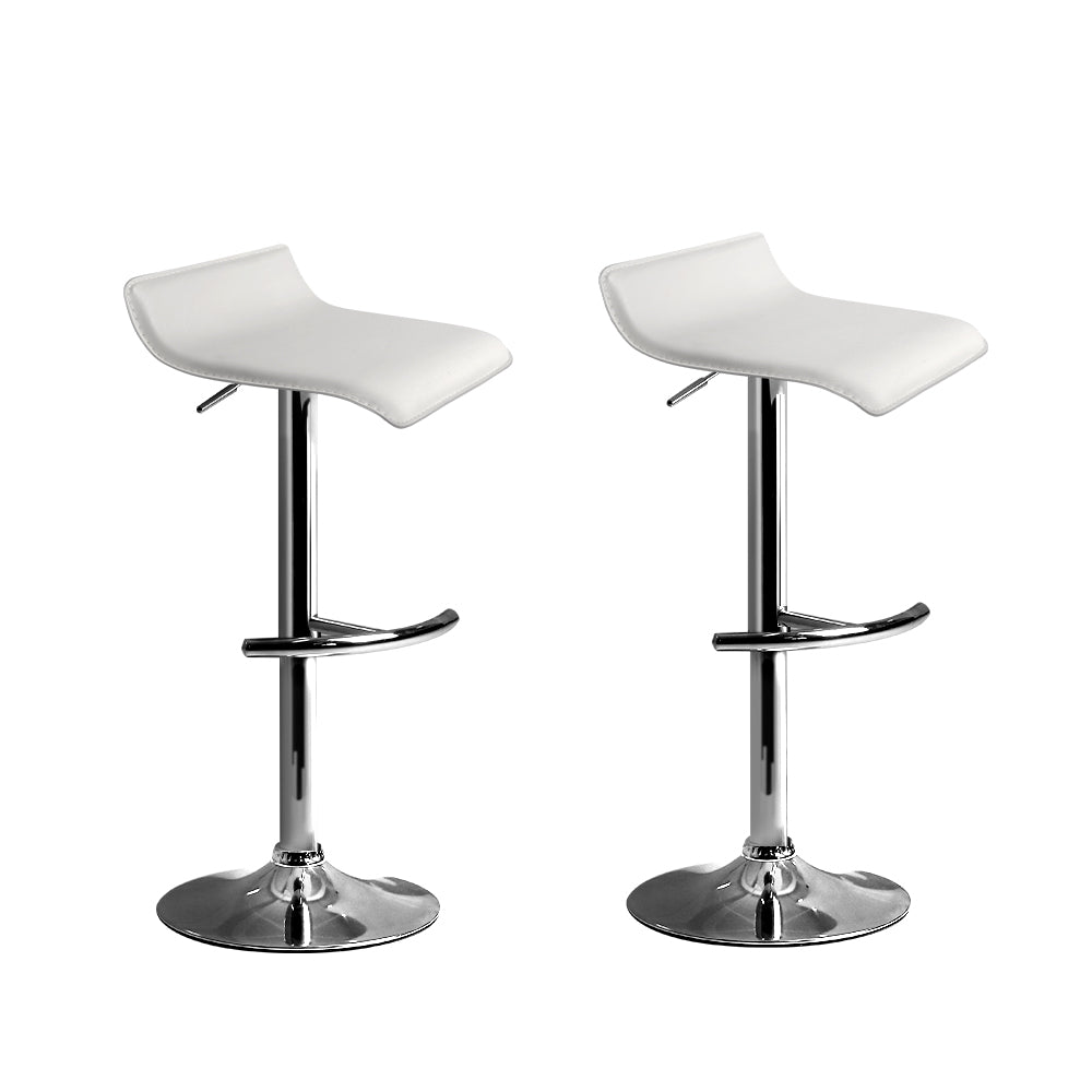 Sena 2x Bar Stools Adjustable Gas Lift Chairs White