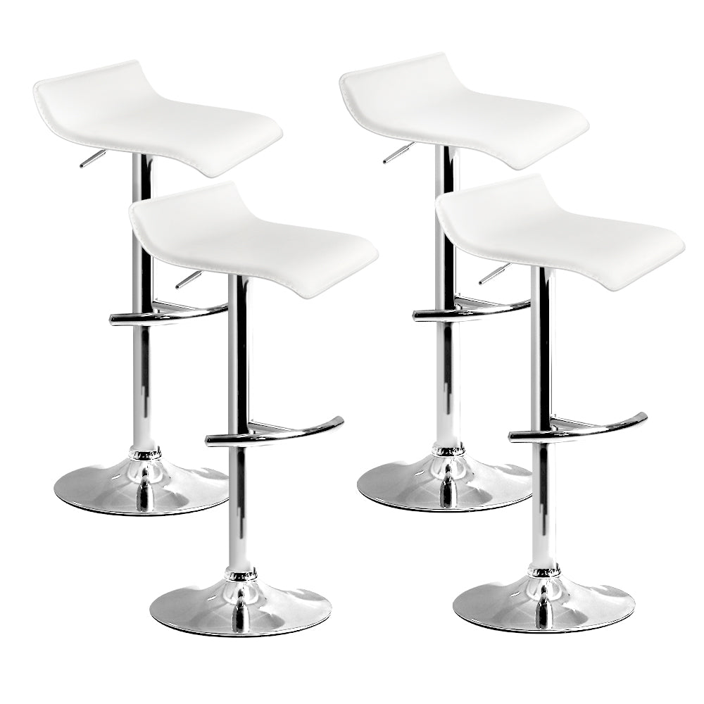 Sena 4x Bar Stools Adjustable Gas Lift Chairs White
