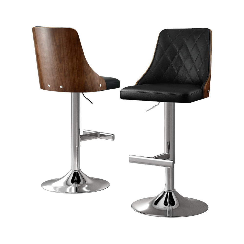 Artiss Bar Stools Set of 2 Black Leather Swivel Kitchen Counter Stool