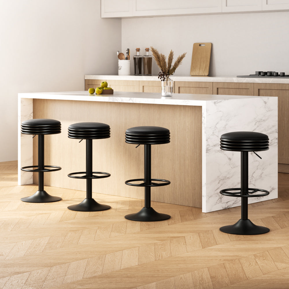 Artiss 4 Piece Leather Padded Bar Stool Set Black