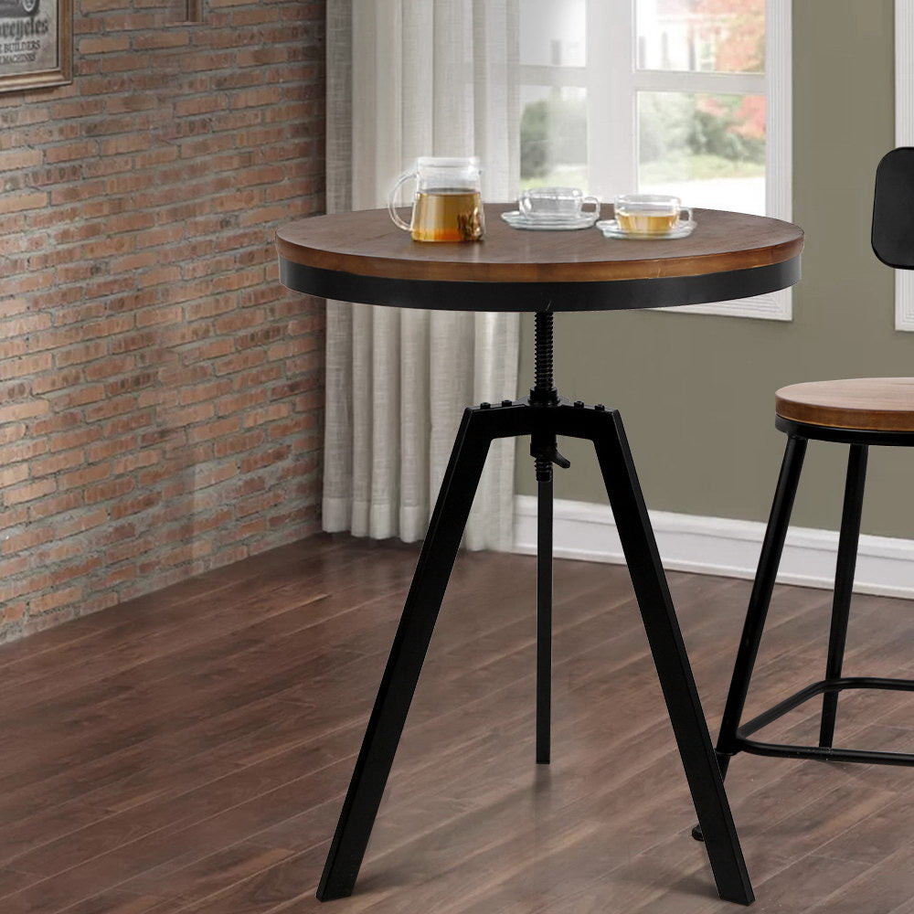 Ferrum Adjustable Round Bar Table Dark Brown