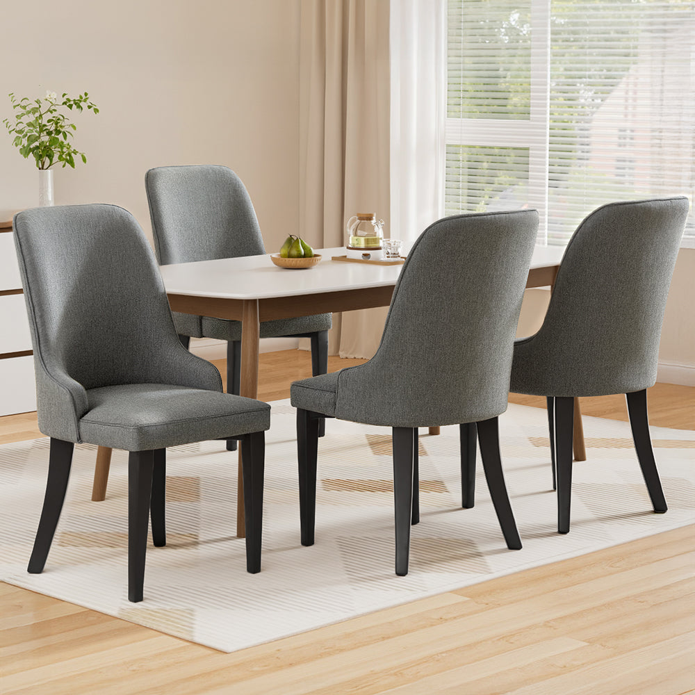 Domus 4-Piece Dining Chairs Linen Fabric Grey