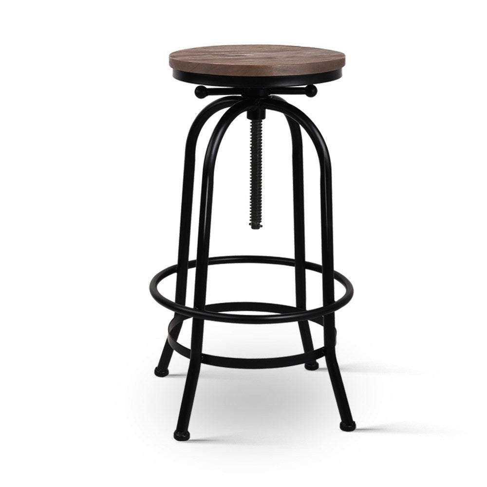 Angus Adjustable Bar Stool with Swivel Wood Seat