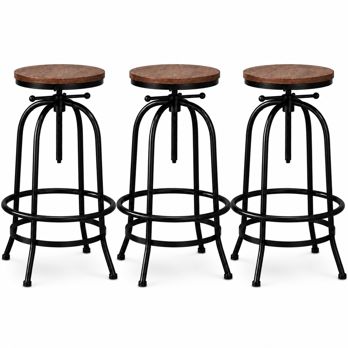 Artiss Backless Swivel Bar Stools Set of 3, 70-90cm Adjustable Height