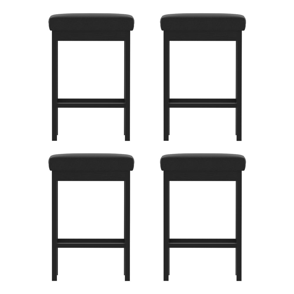 Chic 4-Piece Bar Stools PU Seat Black