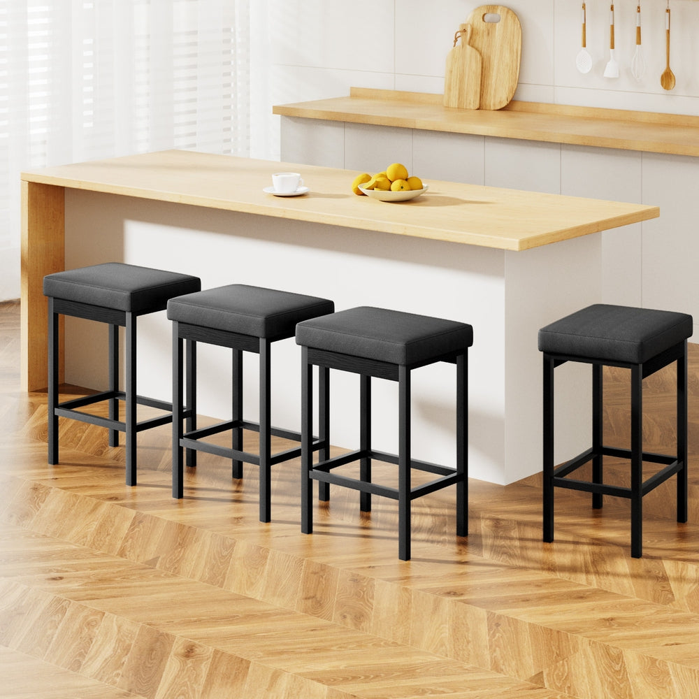 Artiss Set of 4 Metal Bar Stools PU Seat Dining Counter Chairs