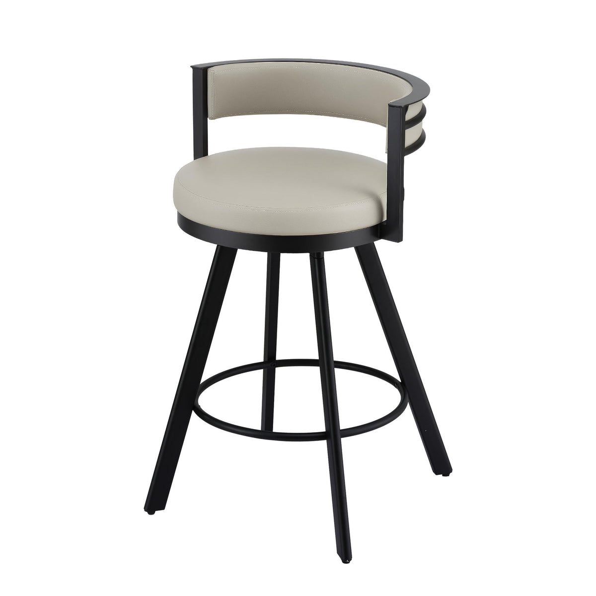 Artiss Swivel Bar Stool Metal Kitchen Chair PU Leather Beige