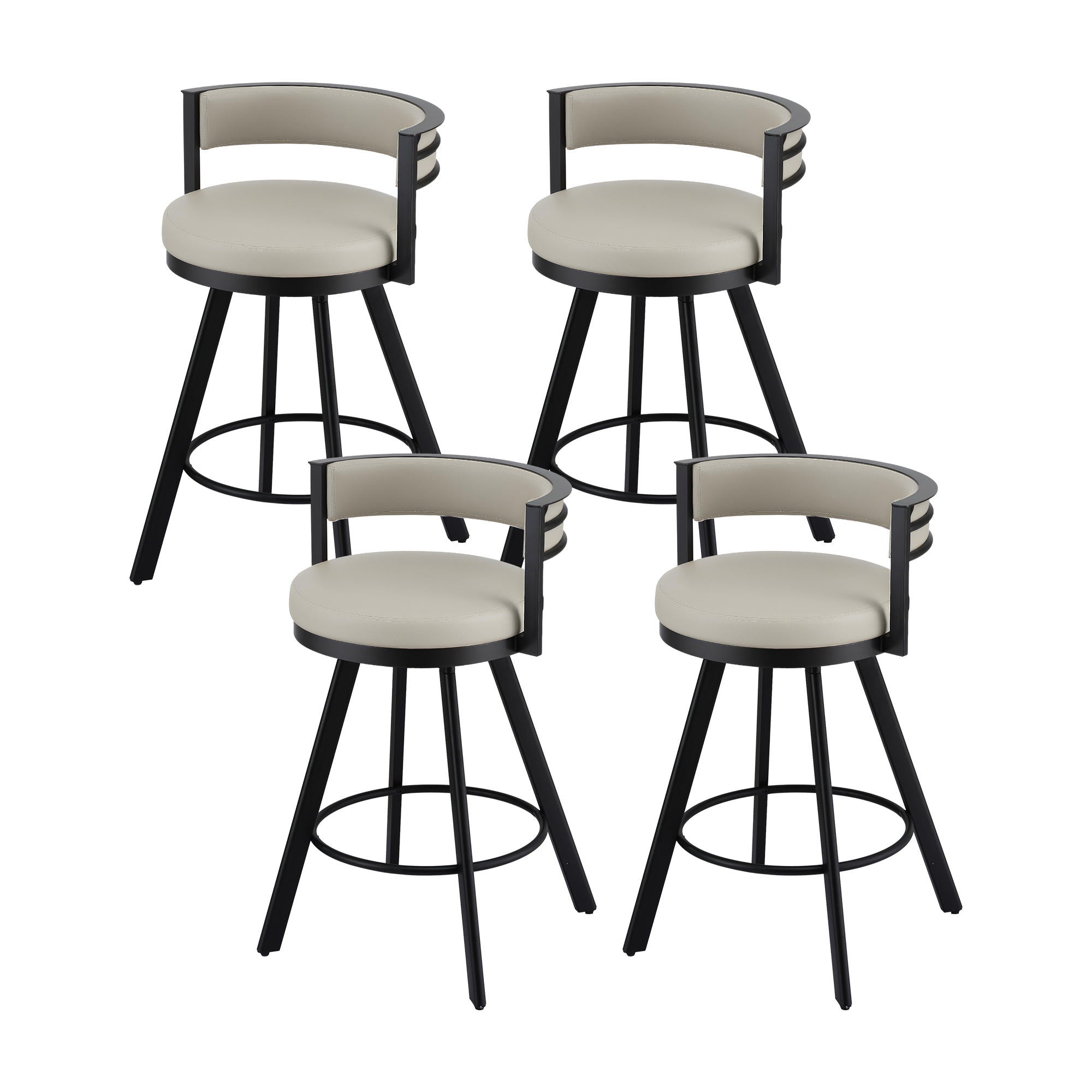 Artiss Bar Stools Set of 4 Swivel Kitchen Chair Metal Counter Beige Leather