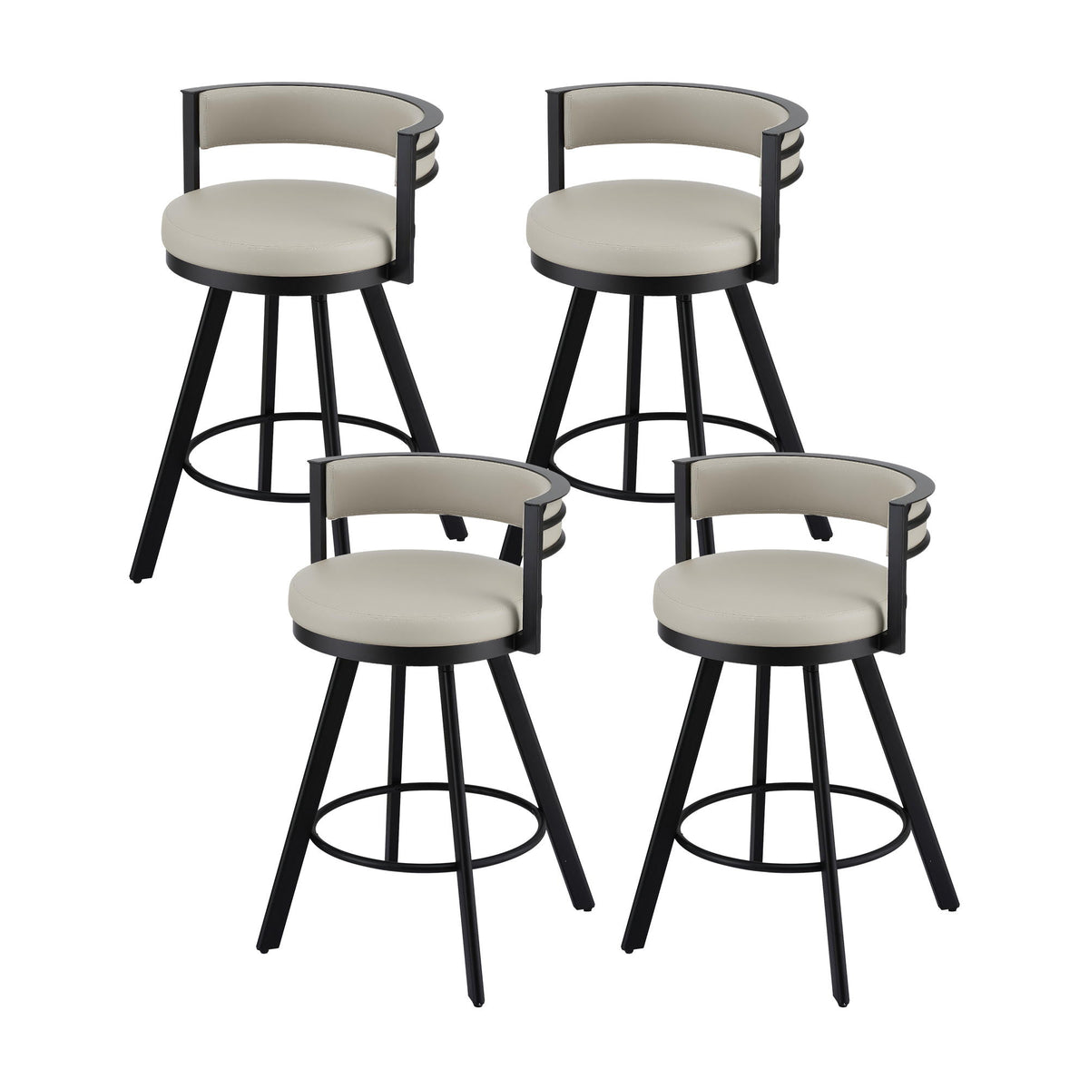Artiss Set of 4 Swivel Bar Stools Metal Counter Beige Leather