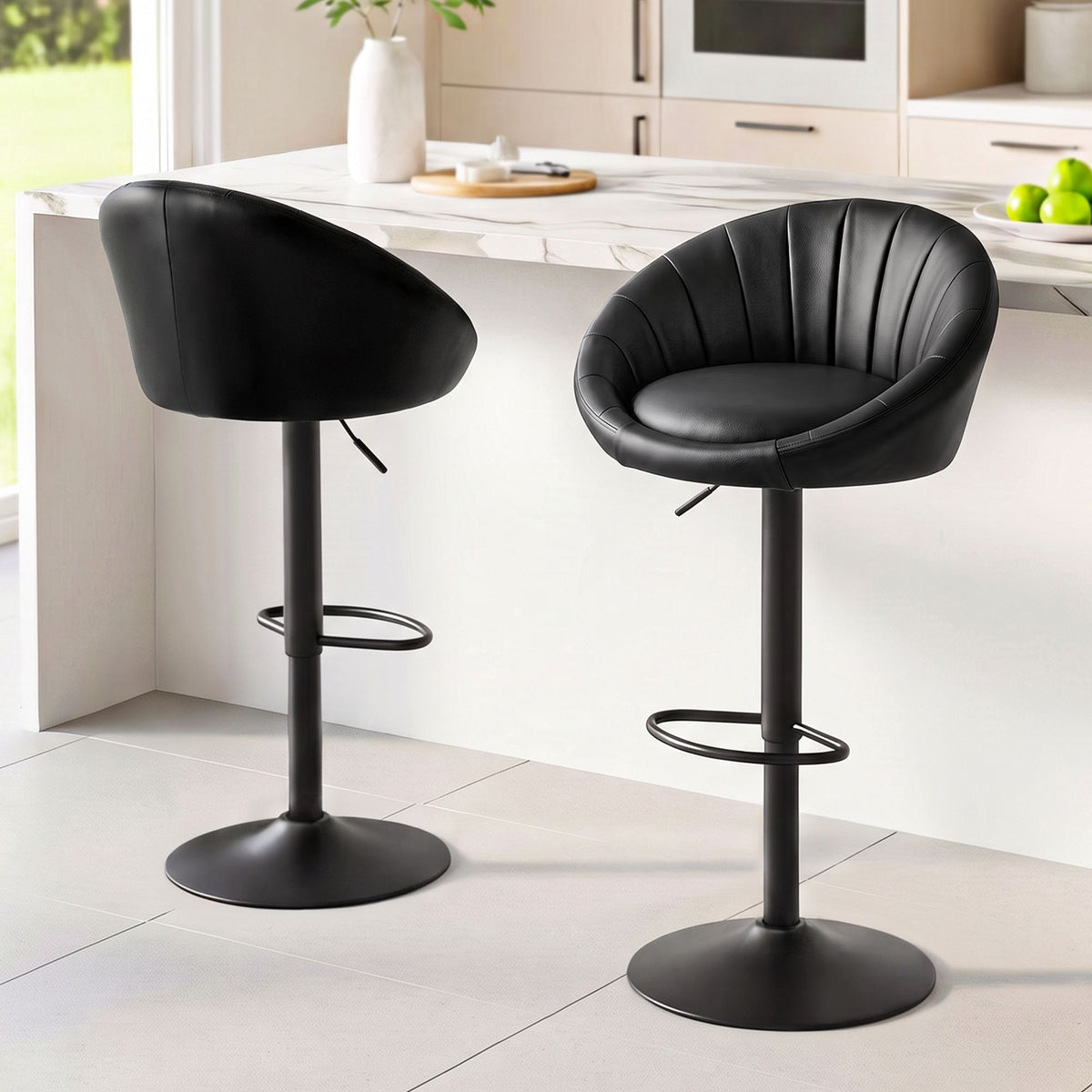 Artiss Set of 2 Gas Lift Swivel Bar Stools Black
