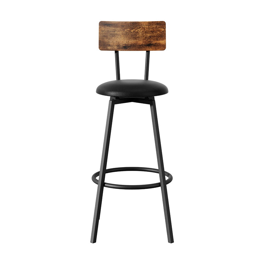 Industrial 4-Pack Bar Stools Upholstered Counter Chairs Steel Frame Black
