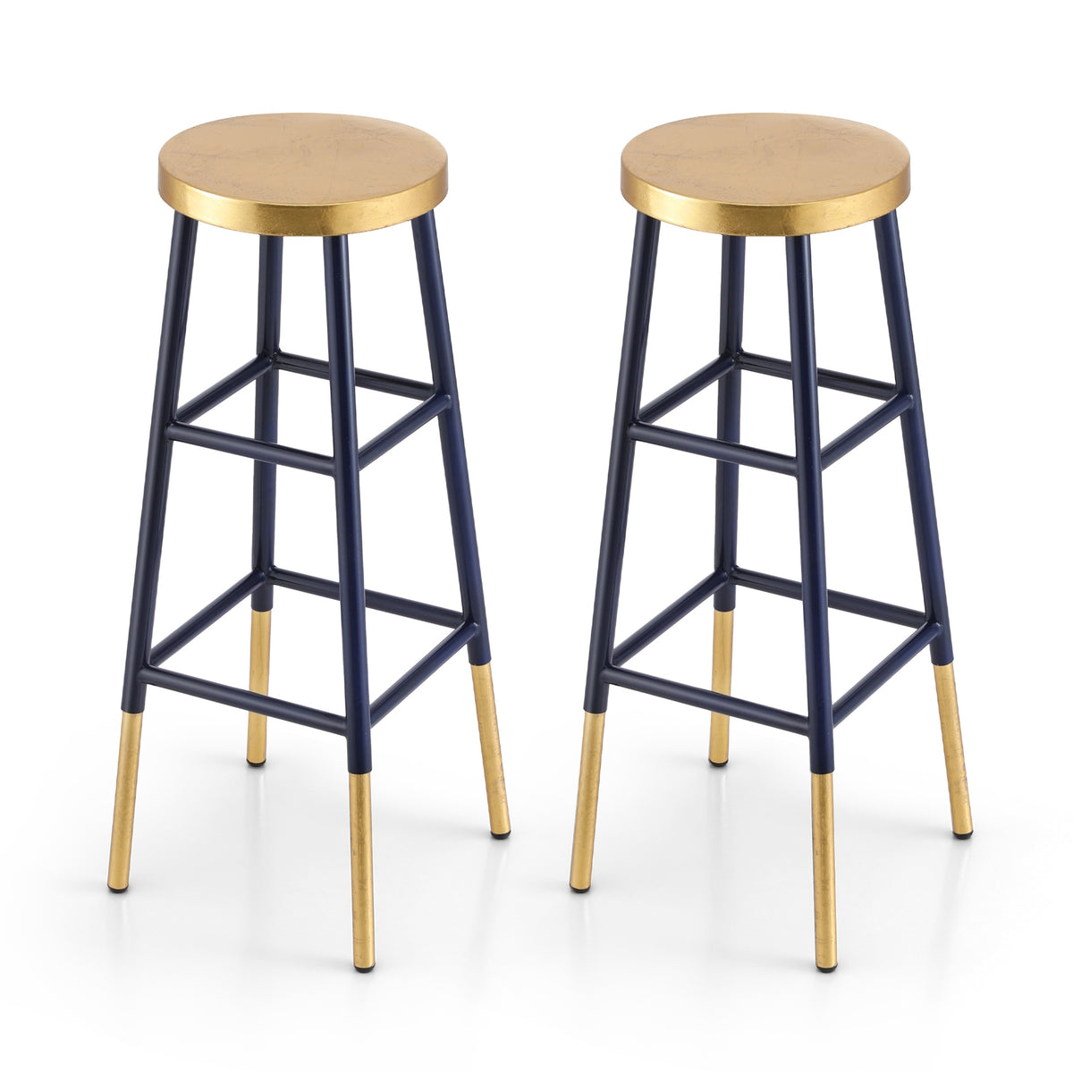 Artiss Set of 2 Metal Bar Stools 76cm Gold Navy