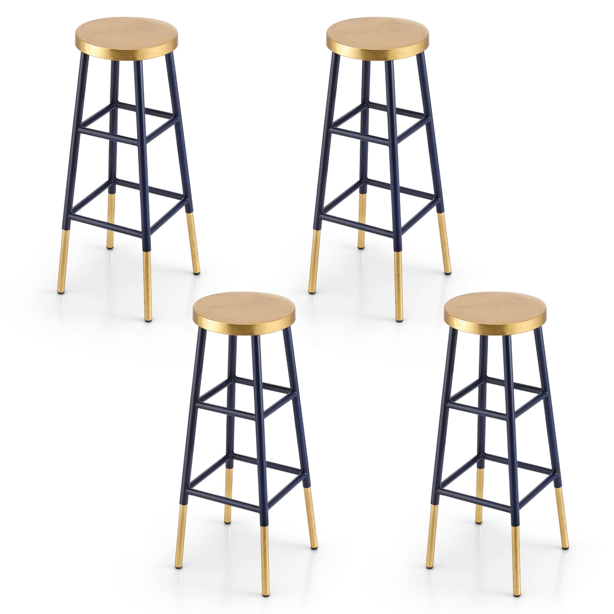 Artiss Set of 4 Metal Bar Stools Gold Navy Gilded Round Seat
