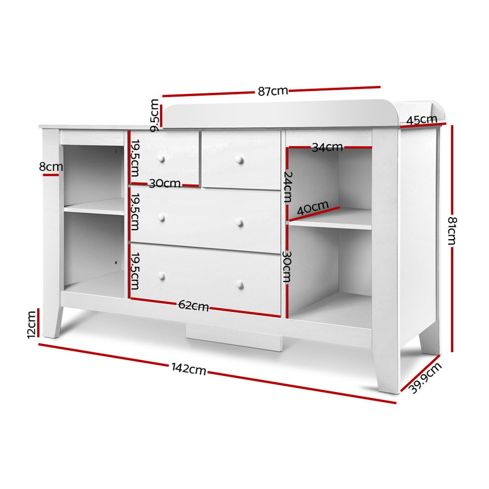 Keezi Nursery Changing Table Storage Chest White
