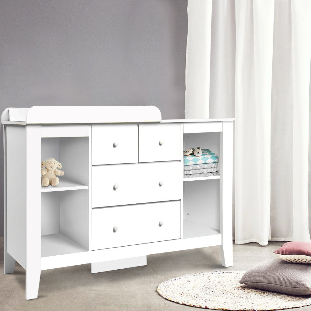 Keezi Baby Change Table with Four Drawers and Shelves