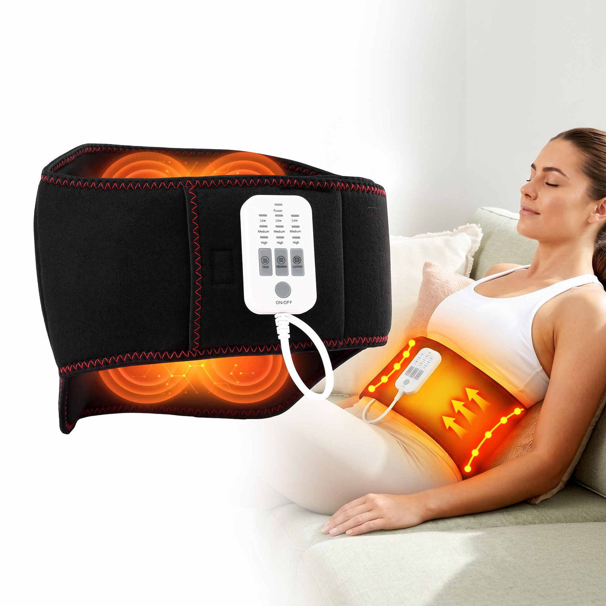 Livemor Back Massager Belt with Airbag Traction and Heat, 124cm