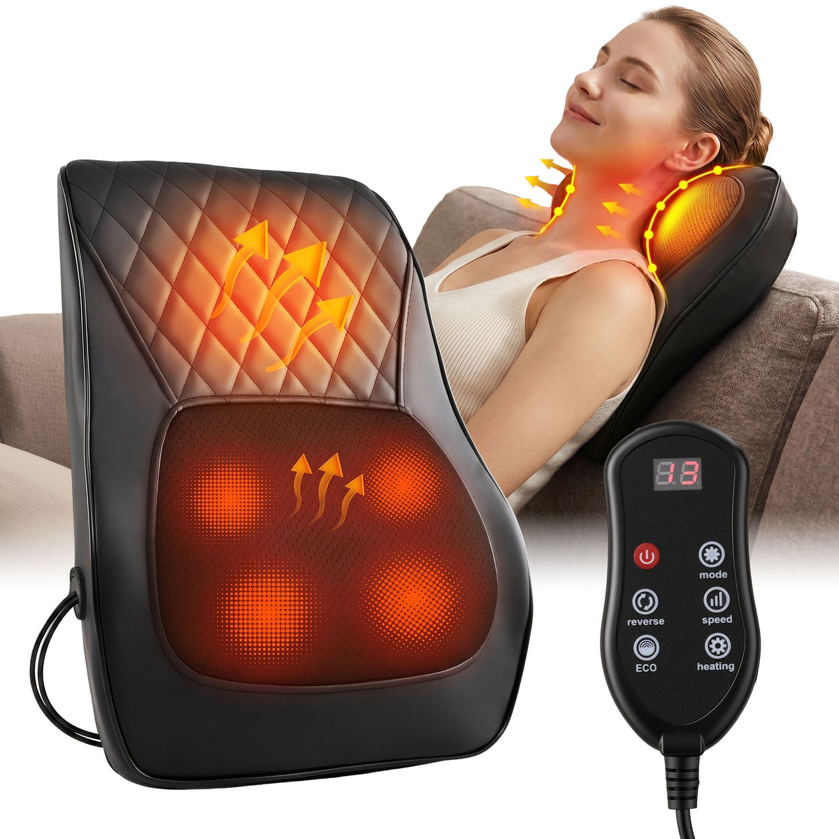 Livemor Traction Back Massager with Heat, Neck and Shoulder, Large
