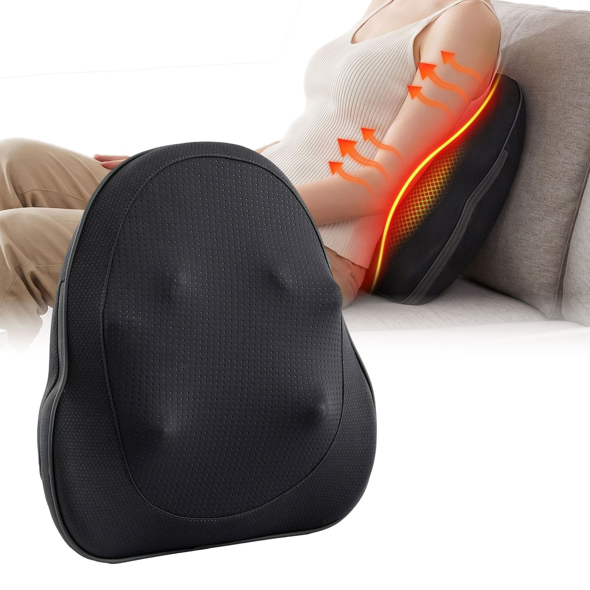 Livemor Cordless Back Massager with Heat, Neck and Shoulder Pillow