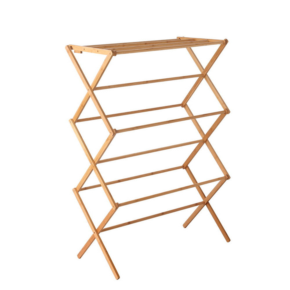 Bamboo Foldable Clothes Airer Coat Rack Natural