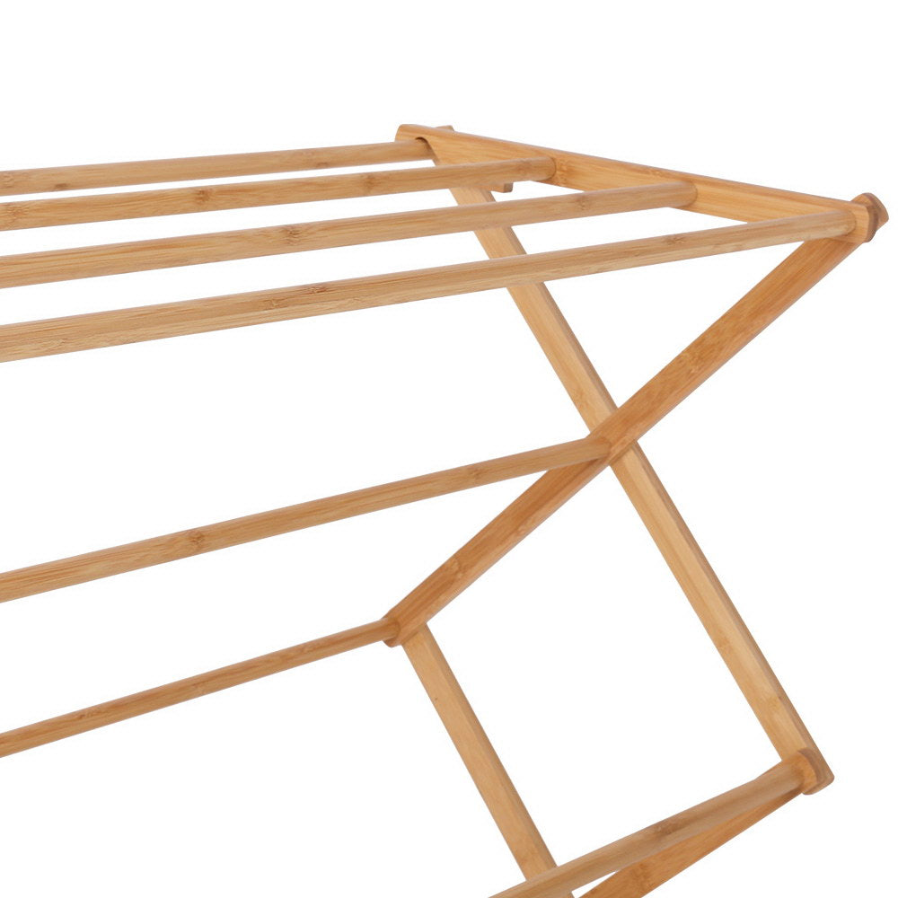 Bamboo Foldable Clothes Airer Coat Rack Natural