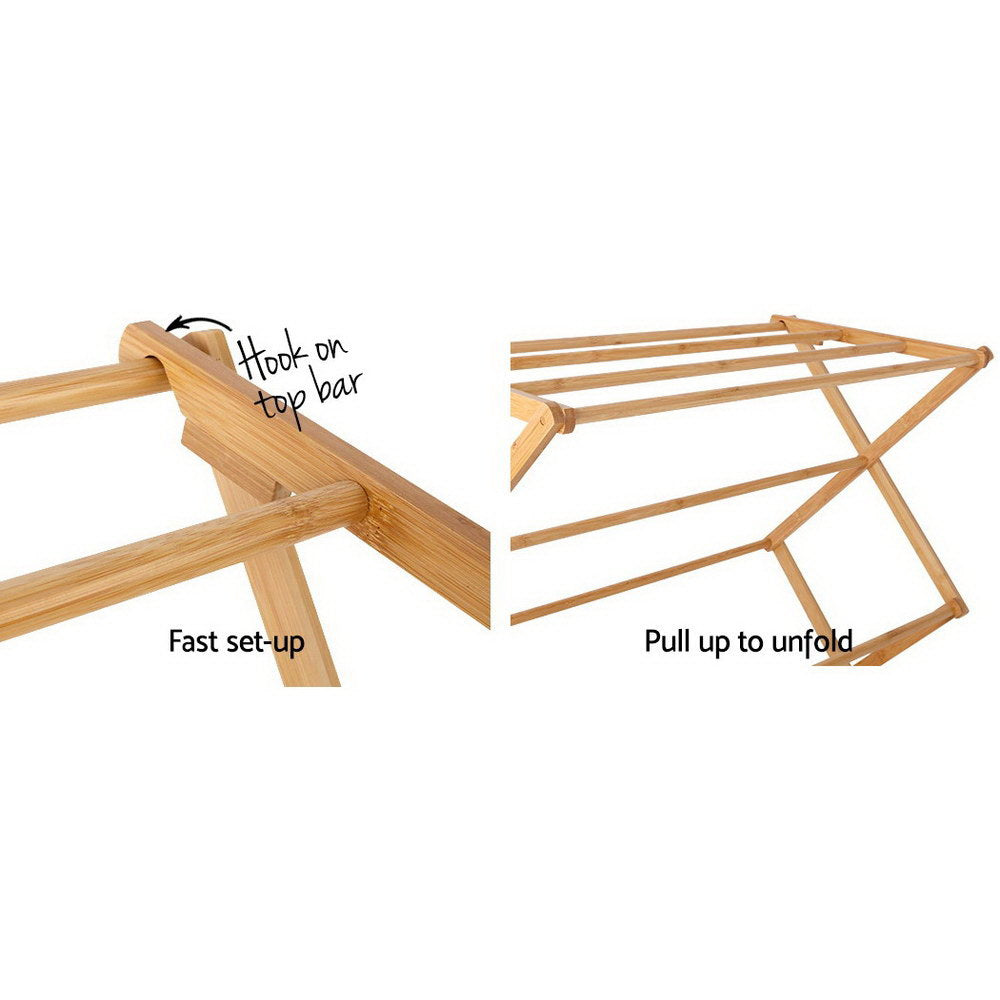 Bamboo Foldable Clothes Airer Coat Rack Natural