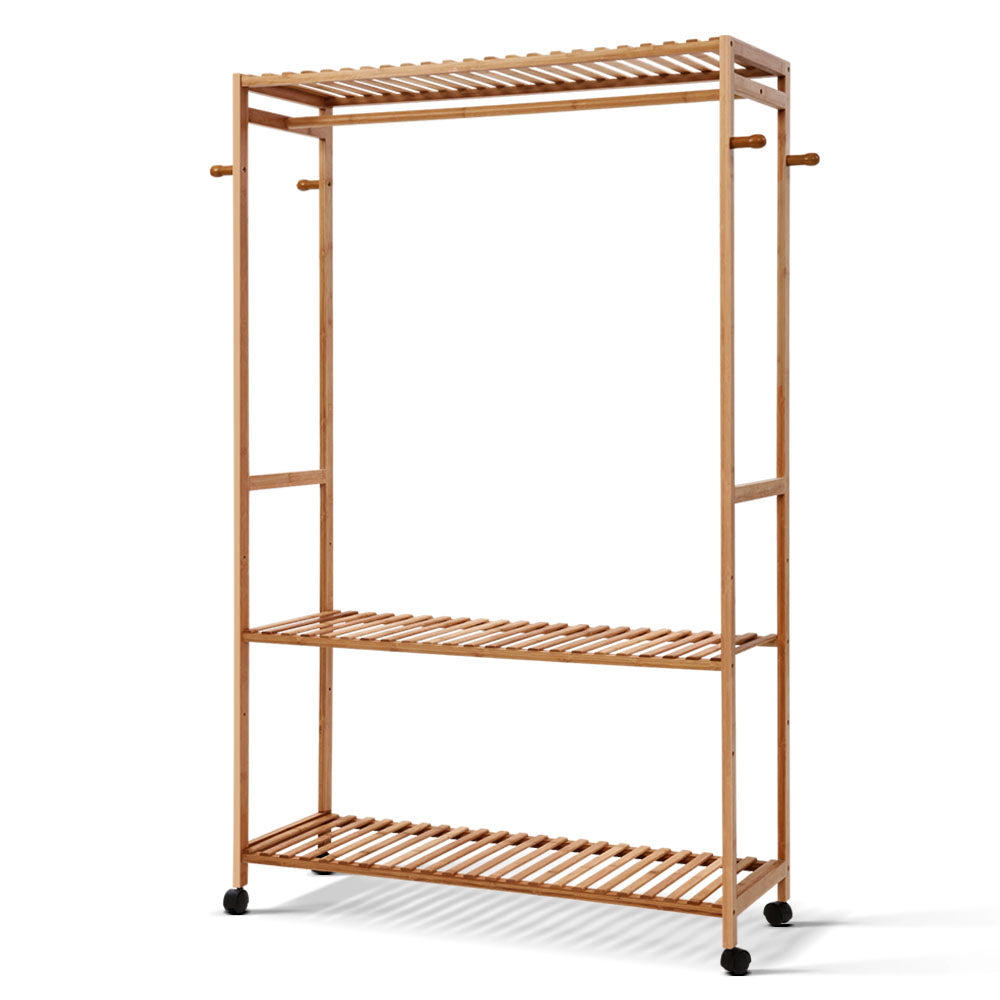 Artiss 165cm Bamboo Clothes Rack Coat Stand Natural