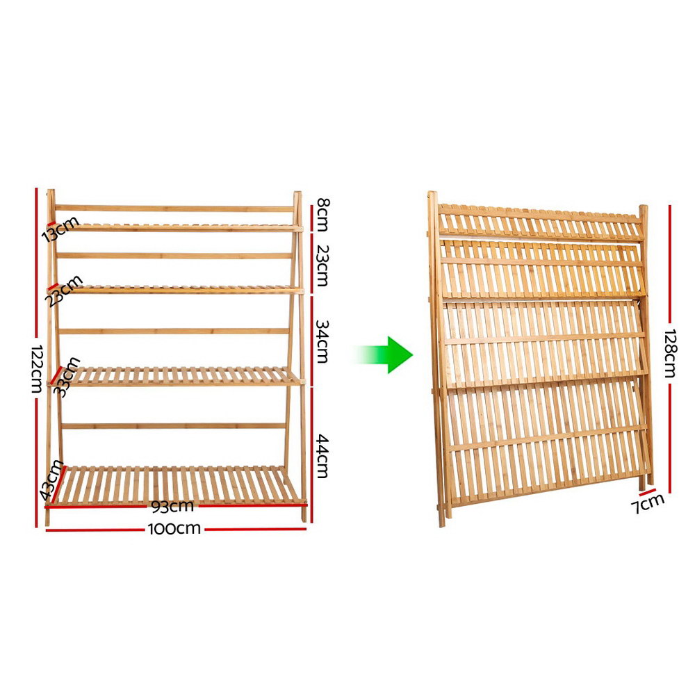 Artiss 4-Tier Bamboo Plant Stand Natural