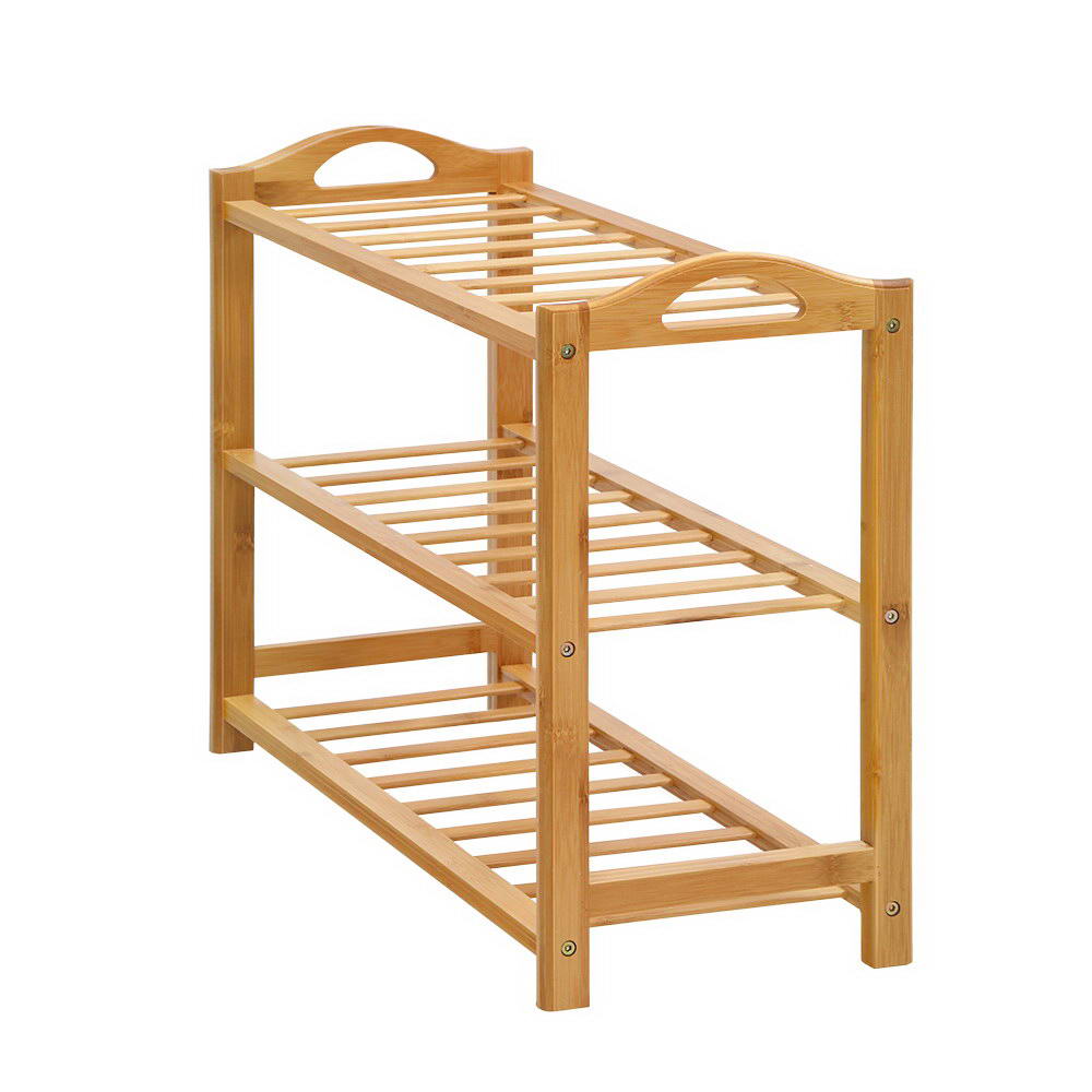 Bamboo 3-Tier Shoe Rack Natural 9 Pairs Storage