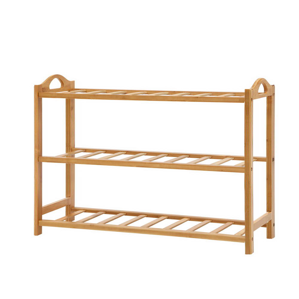 Bamboo 3-Tier Shoe Rack Natural 9 Pairs Storage