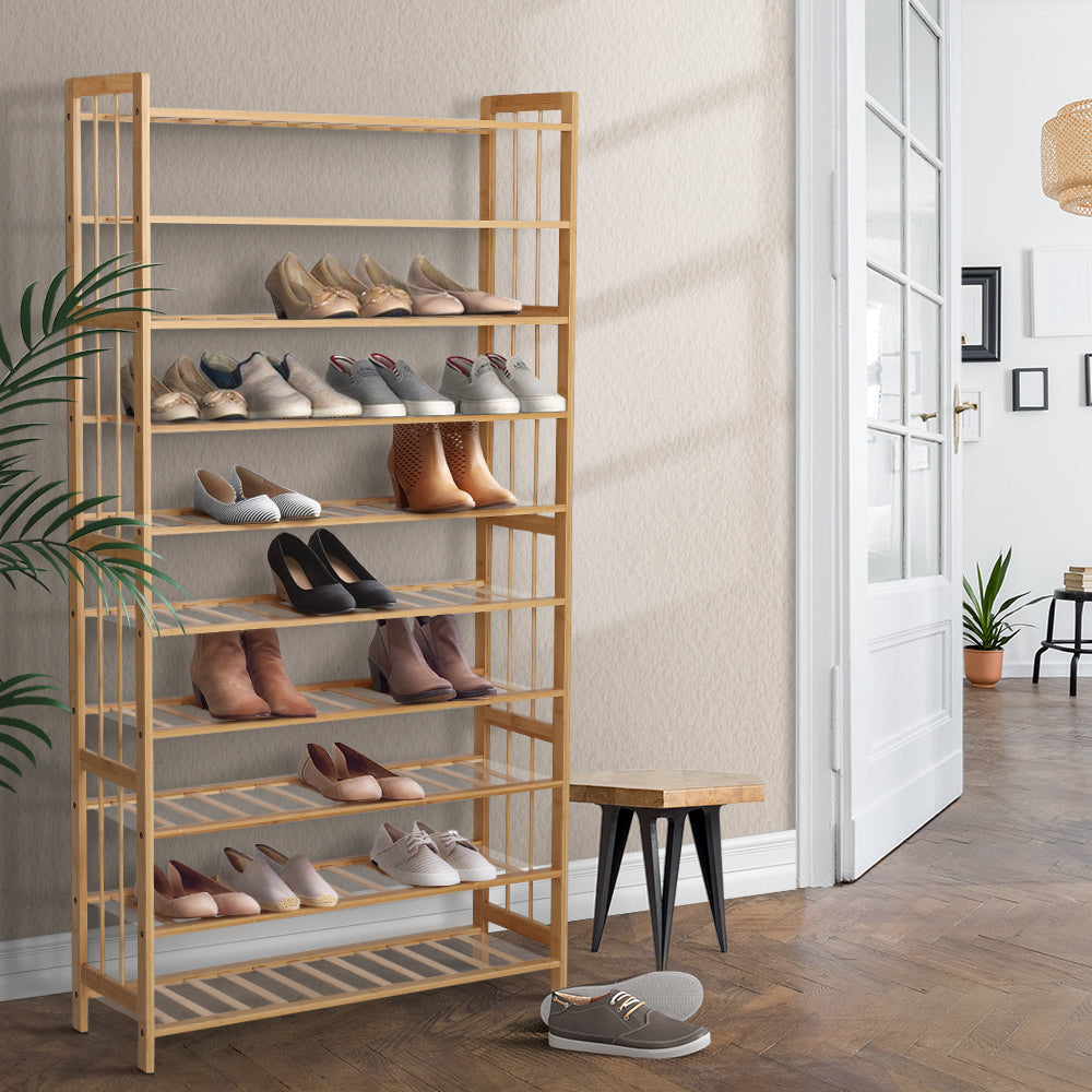 Bamboo 10-Tier Shoe Rack Cabinet Natural 50 Pairs