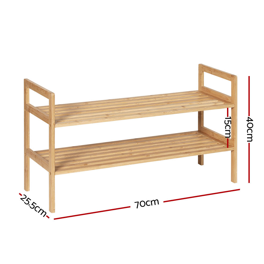 Hina Bamboo Shoe Rack Cabinet 2-Tier Pine