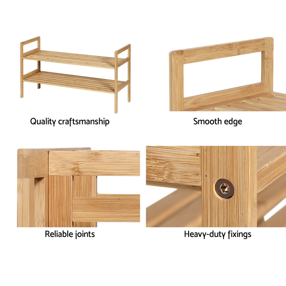 Hina Bamboo Shoe Rack Cabinet 2-Tier Pine