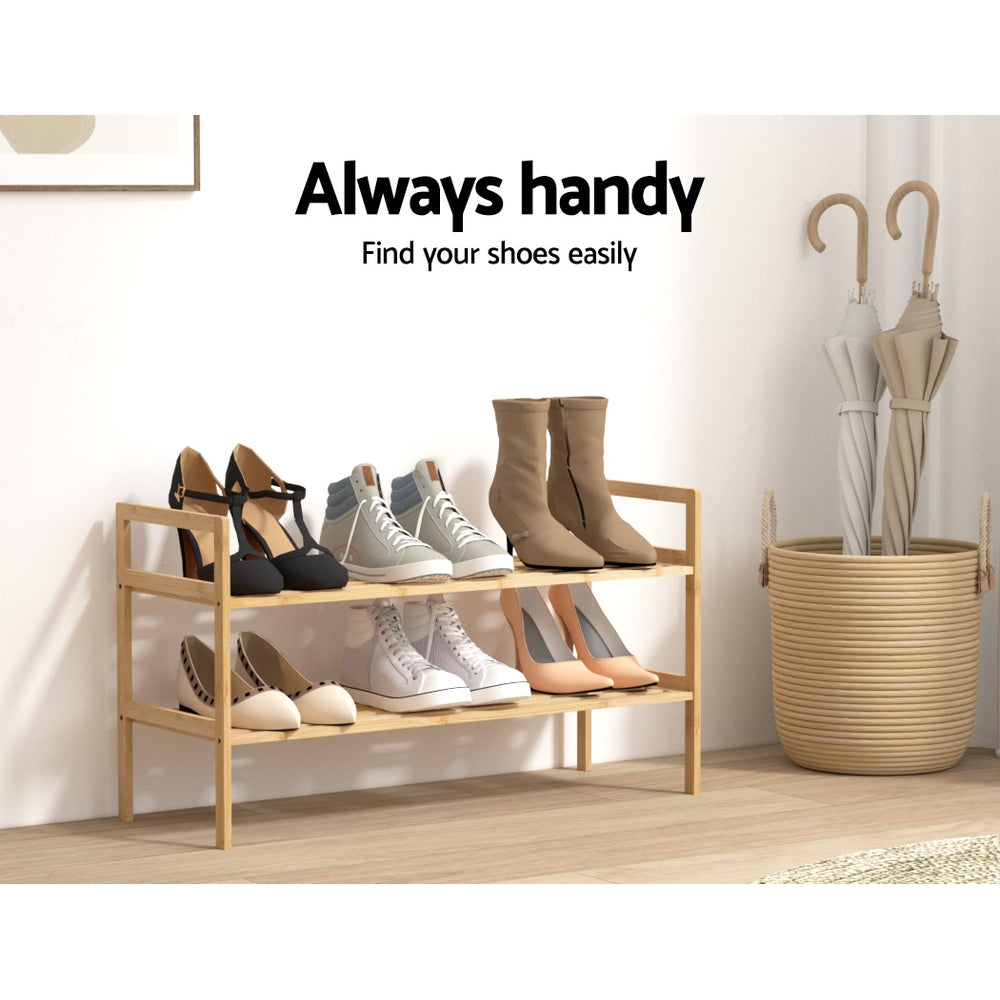 Hina Bamboo Shoe Rack Cabinet 2-Tier Pine