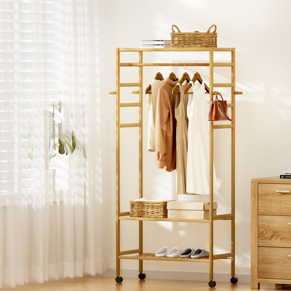Artiss 169cm Bamboo Clothes Rack Wardrobe Coat Stand