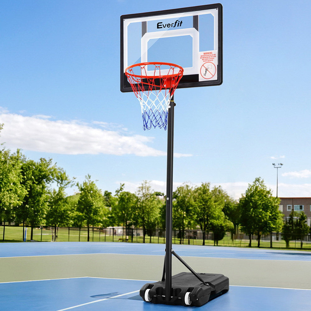 Everfit Portable Basketball Hoop Stand 1.6m to 2.1m Clear