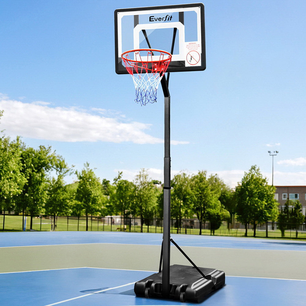 Everfit Adjustable Portable Basketball Hoop Stand 2.1m to 2.6m Clear