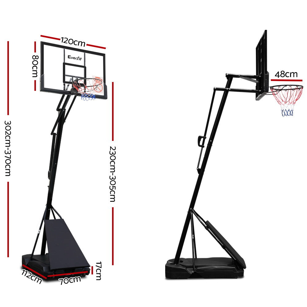 Everfit 3.05m Basketball Hoop Stand Adjustable Portable Black