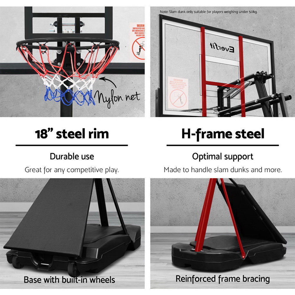 Everfit 3.05m Basketball Hoop Stand Adjustable Portable Black