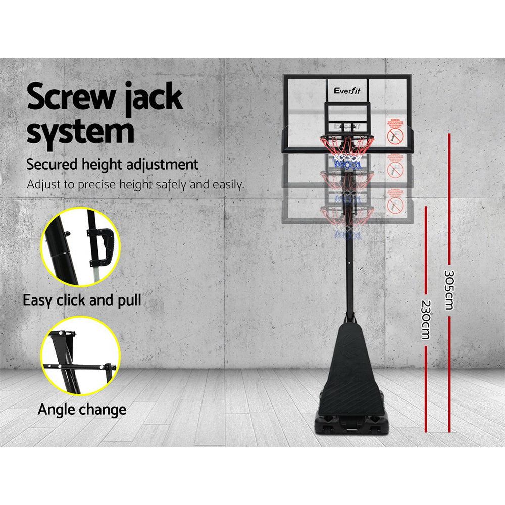 Everfit 3.05m Basketball Hoop Stand Adjustable Portable Black