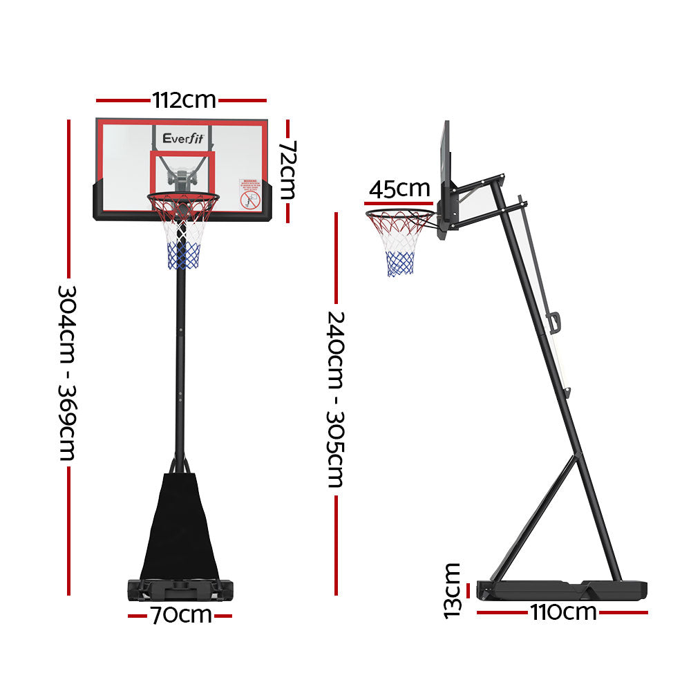 Everfit 3.05m Adjustable Basketball Hoop Stand Portable Red