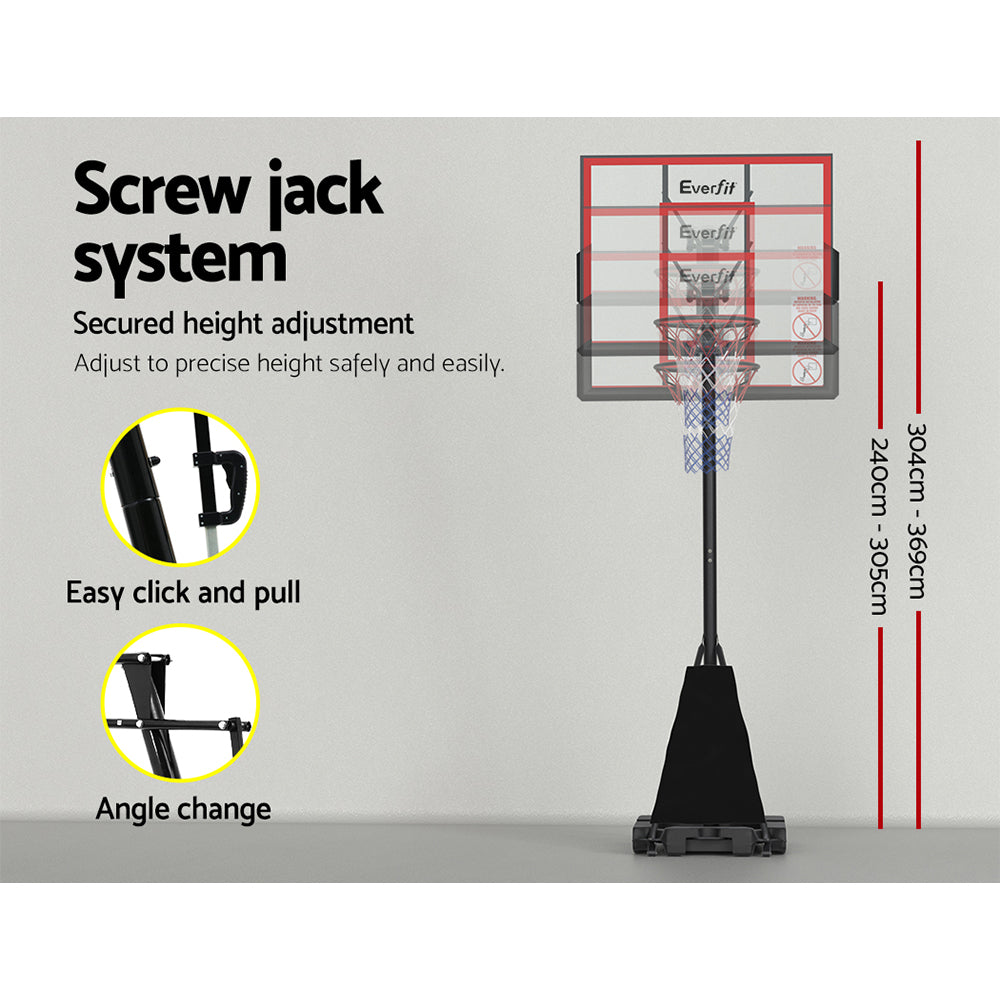 Everfit 3.05m Adjustable Basketball Hoop Stand Portable Red