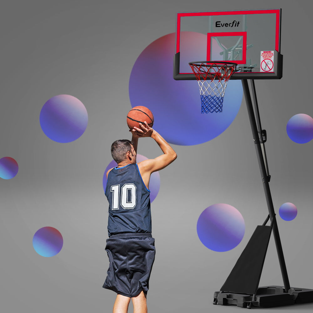 Everfit Portable Basketball Hoop Stand 2.4m to 3.05m Red