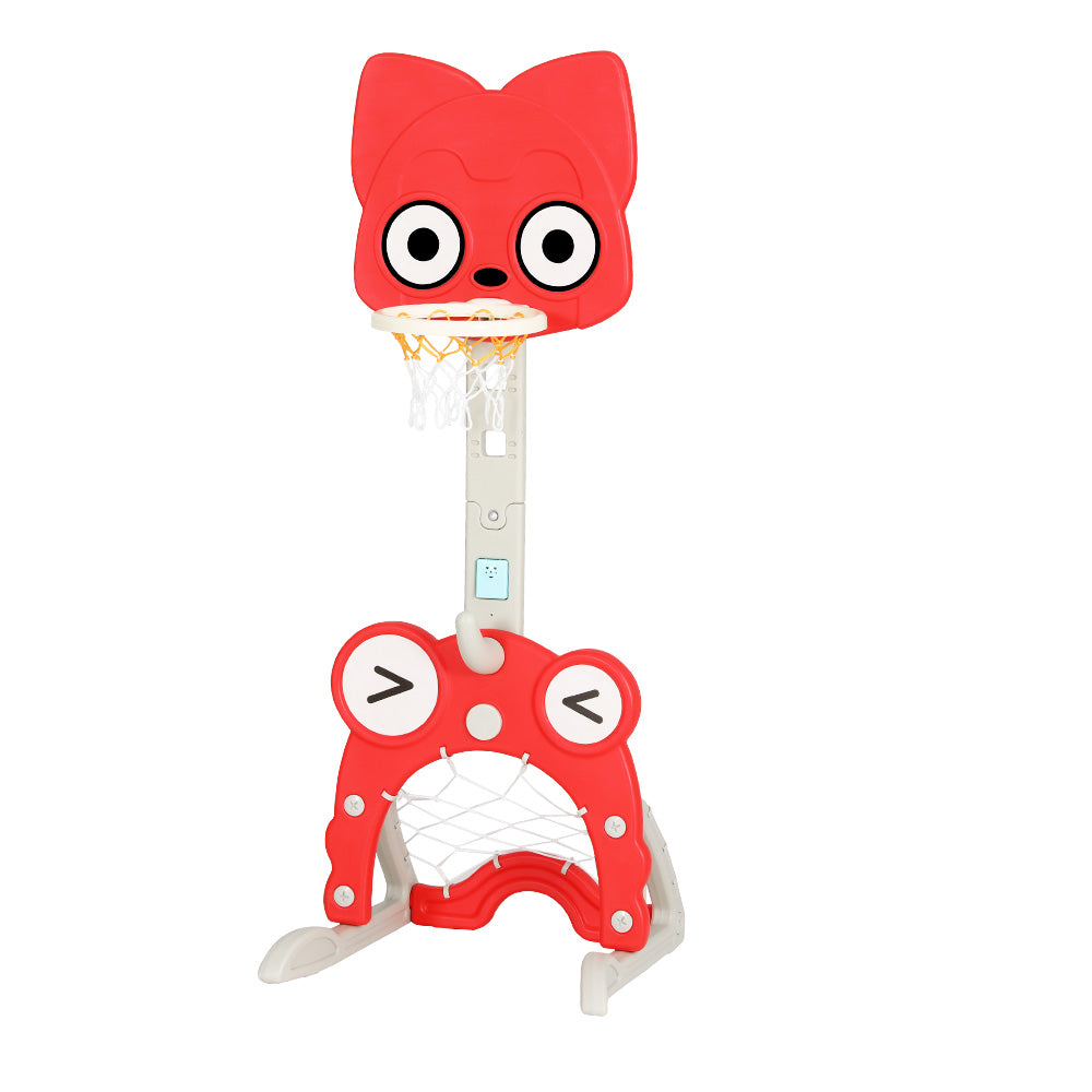 Keezi Kids Basketball Hoop Stand 5-in-1 Activity Centre Red