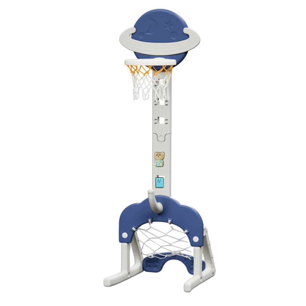 Keezi Kids 6-in-1 Sports Centre Adjustable Basketball Hoop Set Blue