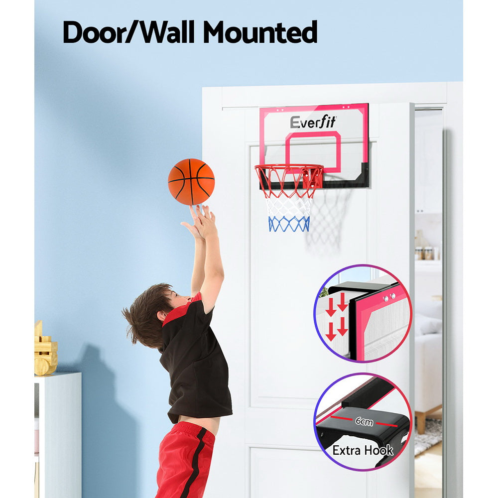 Everfit 23" Mini Basketball Hoop Door Wall Mounted Kids Red