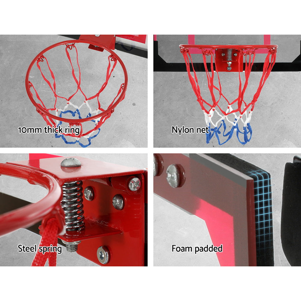 Everfit 23" Mini Basketball Hoop Door Wall Mounted Kids Red
